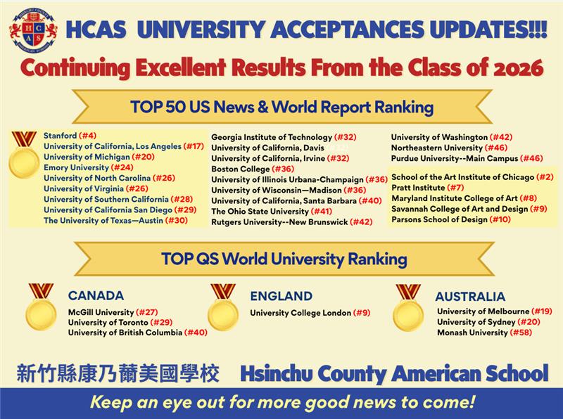 Hsinchu County American School - HCAS 新竹縣康乃薾美國學校